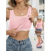 image:imageANRABESS Tank Top for Women Built in Bra Summer Scoop Neck Sleeveless ShirtPink