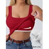 image:imageANRABESS Tank Top for Women Built in Bra Summer Scoop Neck Sleeveless ShirtRed