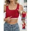 image:imageANRABESS Tank Top for Women Built in Bra Summer Scoop Neck Sleeveless ShirtRed