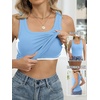 image:imageANRABESS Tank Top for Women Built in Bra Summer Scoop Neck Sleeveless ShirtSky Blue