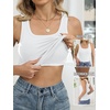 image:imageANRABESS Tank Top for Women Built in Bra Summer Scoop Neck Sleeveless ShirtWhite