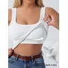 image:imageANRABESS Tank Top for Women Built in Bra Summer Scoop Neck Sleeveless ShirtWhite