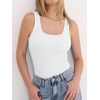 image:imageANRABESS Tank Top for Women Built in Bra Summer Scoop Neck Sleeveless ShirtWhite