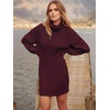 image:imageANRABESS Women Oversized Cowl Neck Fall Long Sleeve Sweater DressWine