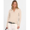 image:imageANRABESS Women Polo V Neck Lightweight Fall SweatersAlmond