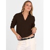 image:imageANRABESS Women Polo V Neck Lightweight Fall SweatersCoffee