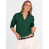 image:imageANRABESS Women Polo V Neck Lightweight Fall SweatersForest Green
