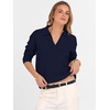 image:imageANRABESS Women Polo V Neck Lightweight Fall SweatersNavy Blue