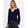 image:imageANRABESS Women Polo V Neck Lightweight Fall SweatersNavy White