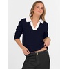 image:imageANRABESS Women Polo V Neck Lightweight Fall SweatersNavy White