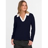 image:imageANRABESS Women Polo V Neck Lightweight Fall SweatersNavy White