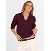 image:imageANRABESS Women Polo V Neck Lightweight Fall SweatersRed