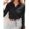 image:imageANRABESS Womens Cable Knit Sweaters Long Sleeve Polo Fall OutfitsBlack