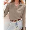 image:imageANRABESS Womens Cable Knit Sweaters Long Sleeve Polo Fall OutfitsBright Tan
