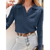 image:imageANRABESS Womens Cable Knit Sweaters Long Sleeve Polo Fall OutfitsDeep Blue