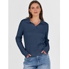 image:imageANRABESS Womens Cable Knit Sweaters Long Sleeve Polo Fall OutfitsDeep Blue