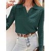 image:imageANRABESS Womens Cable Knit Sweaters Long Sleeve Polo Fall OutfitsDeep Green