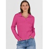 image:imageANRABESS Womens Cable Knit Sweaters Long Sleeve Polo Fall OutfitsHot Pink
