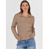 image:imageANRABESS Womens Cable Knit Sweaters Long Sleeve Polo Fall OutfitsKhaki