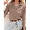image:imageANRABESS Womens Cable Knit Sweaters Long Sleeve Polo Fall OutfitsKhaki