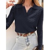 image:imageANRABESS Womens Cable Knit Sweaters Long Sleeve Polo Fall OutfitsNavy Blue