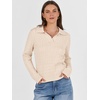 image:imageANRABESS Womens Cable Knit Sweaters Long Sleeve Polo Fall OutfitsParchment Beige