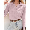 image:imageANRABESS Womens Cable Knit Sweaters Long Sleeve Polo Fall OutfitsPink