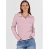 image:imageANRABESS Womens Cable Knit Sweaters Long Sleeve Polo Fall OutfitsPink