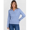 image:imageANRABESS Womens Cable Knit Sweaters Long Sleeve Polo Fall OutfitsSky