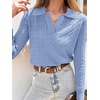 image:imageANRABESS Womens Cable Knit Sweaters Long Sleeve Polo Fall OutfitsSky