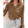 image:imageANRABESS Womens Cable Knit Sweaters Long Sleeve Polo Fall OutfitsTan