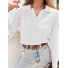 image:imageANRABESS Womens Cable Knit Sweaters Long Sleeve Polo Fall OutfitsWhite