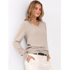 image:imageANRABESS Womens Fall Long Sleeve V Neck Lightweight Sweaters TopAlmond