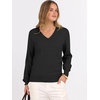 image:imageANRABESS Womens Fall Long Sleeve V Neck Lightweight Sweaters TopBlack