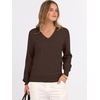 image:imageANRABESS Womens Fall Long Sleeve V Neck Lightweight Sweaters TopCoffee