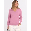 image:imageANRABESS Womens Fall Long Sleeve V Neck Lightweight Sweaters TopCoral Pink