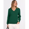 image:imageANRABESS Womens Fall Long Sleeve V Neck Lightweight Sweaters TopDark Forest Green