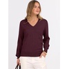 image:imageANRABESS Womens Fall Long Sleeve V Neck Lightweight Sweaters TopDark Red