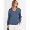 image:imageANRABESS Womens Fall Long Sleeve V Neck Lightweight Sweaters TopDeep Blue