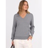 image:imageANRABESS Womens Fall Long Sleeve V Neck Lightweight Sweaters TopGrey