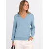 image:imageANRABESS Womens Fall Long Sleeve V Neck Lightweight Sweaters TopLight Blue