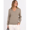 image:imageANRABESS Womens Fall Long Sleeve V Neck Lightweight Sweaters TopLight Camel