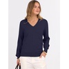 image:imageANRABESS Womens Fall Long Sleeve V Neck Lightweight Sweaters TopNavy Blue