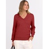 image:imageANRABESS Womens Fall Long Sleeve V Neck Lightweight Sweaters TopRed
