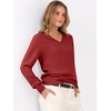 image:imageANRABESS Womens Fall Long Sleeve V Neck Lightweight Sweaters TopRed