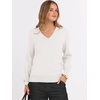 image:imageANRABESS Womens Fall Long Sleeve V Neck Lightweight Sweaters TopWhite