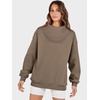 image:imageANRABESS Womens Mock Neck Sweatshirt Oversized PulloverBrown
