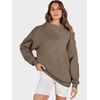 image:imageANRABESS Womens Mock Neck Sweatshirt Oversized PulloverBrown