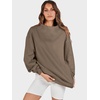 image:imageANRABESS Womens Mock Neck Sweatshirt Oversized PulloverBrown