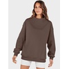 image:imageANRABESS Womens Mock Neck Sweatshirt Oversized PulloverDeep Brown